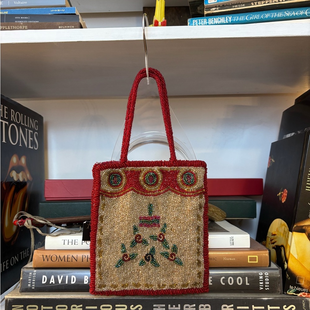 Embroidered Red and Gold Handbag